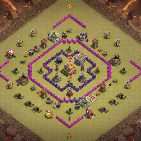 TH7 war Anti 3-Star base layout with copy link for Clash of Clans, layout #029