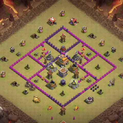 TH7 war Anti 3-Star base layout with copy link for Clash of Clans, layout #032