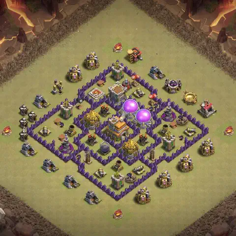 TH7 war Anti 3-Star base layout with copy link for Clash of Clans, layout #035