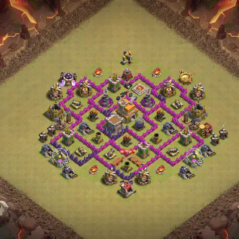 TH7 war Anti 3-Star base layout with copy link for Clash of Clans, layout #044