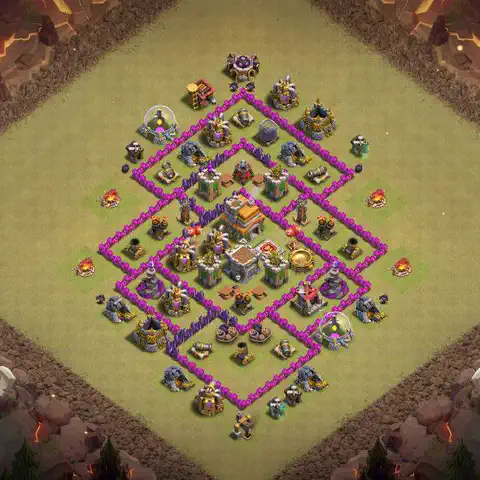 TH7 war Anti 3-Star base layout with copy link for Clash of Clans, layout #047