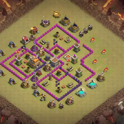 TH7 war Anti 3-Star base layout with copy link for Clash of Clans, layout #050