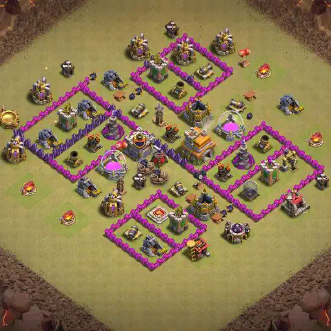 TH7 war Anti 3-Star base layout with copy link for Clash of Clans, layout #053
