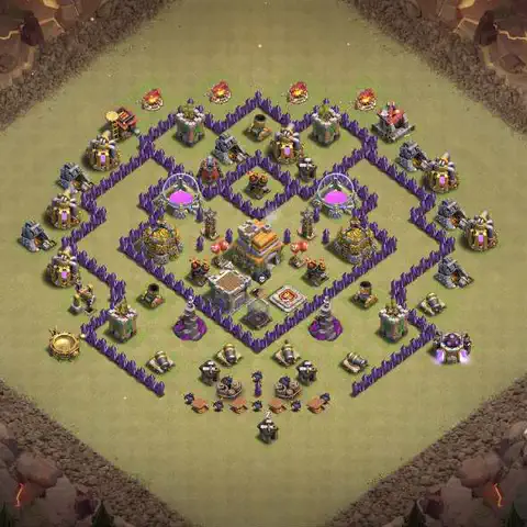 TH7 war Anti 3-Star base layout with copy link for Clash of Clans, layout #056