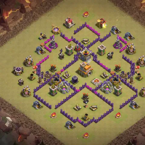 TH7 war Anti 3-Star base layout with copy link for Clash of Clans, layout #059