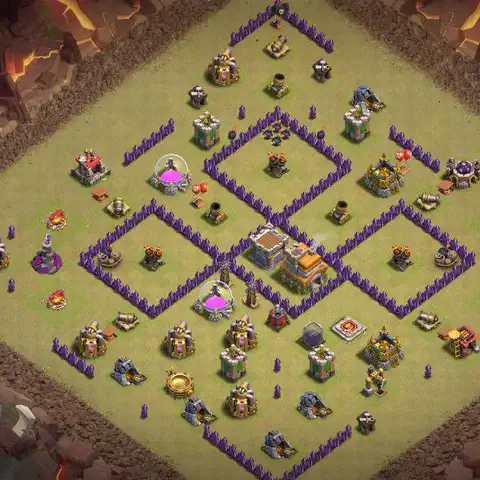 TH7 war Anti 3-Star base layout with copy link for Clash of Clans, layout #062