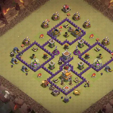 TH7 war Anti 3-Star base layout with copy link for Clash of Clans, layout #065