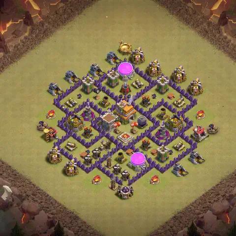 TH7 war Anti 3-Star base layout with copy link for Clash of Clans, layout #068