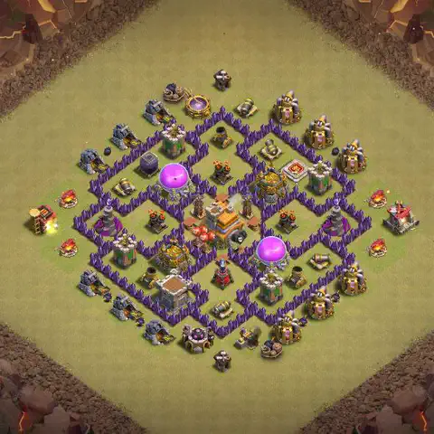 TH7 war Anti 3-Star base layout with copy link for Clash of Clans, layout #071