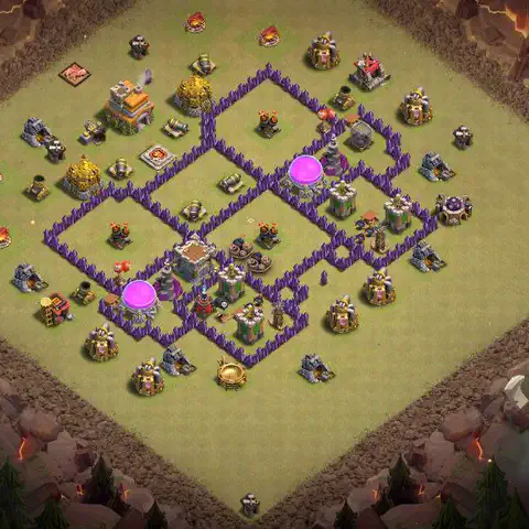 TH7 war Anti 3-Star base layout with copy link for Clash of Clans, layout #080
