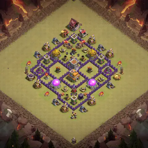 TH7 war Anti 3-Star base layout with copy link for Clash of Clans, layout #083