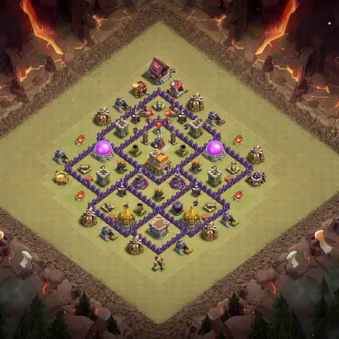 TH7 war Anti 3-Star base layout with copy link for Clash of Clans, layout #086