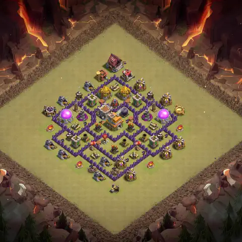 TH7 war Anti 3-Star base layout with copy link for Clash of Clans, layout #089