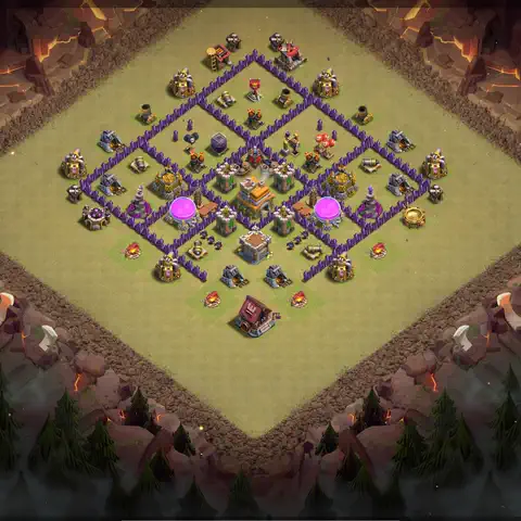 TH7 war Anti 3-Star base layout with copy link for Clash of Clans, layout #092