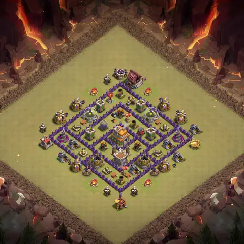 TH7 war Anti 3-Star base layout with copy link for Clash of Clans, layout #095