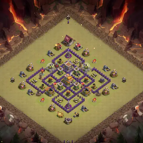 TH7 war Anti 3-Star base layout with copy link for Clash of Clans, layout #098