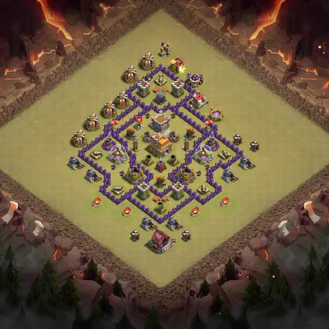 TH7 war Anti 3-Star base layout with copy link for Clash of Clans, layout #104
