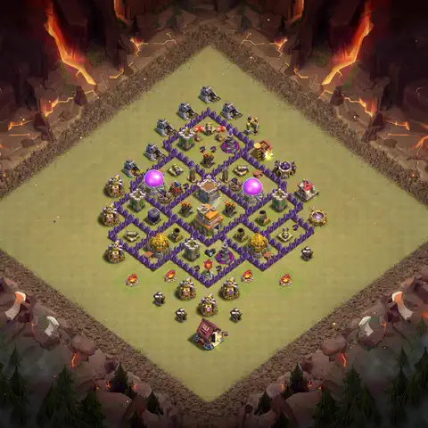 TH7 war Anti 3-Star base layout with copy link for Clash of Clans, layout #107