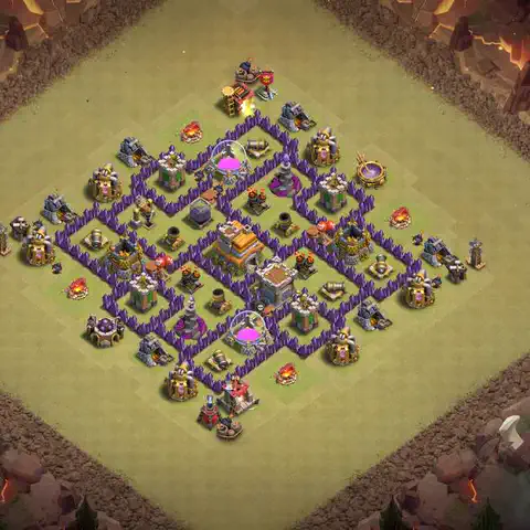 TH7 war Anti 3-Star base layout with copy link for Clash of Clans, layout #110