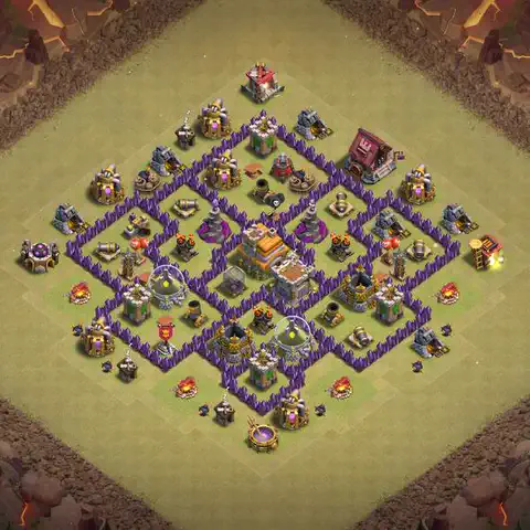 TH7 war Anti 3-Star base layout with copy link for Clash of Clans, layout #119