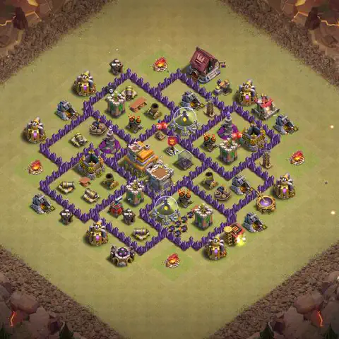 TH7 war Anti 3-Star base layout with copy link for Clash of Clans, layout #122