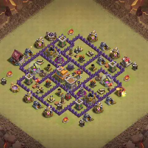 TH7 war Anti 3-Star base layout with copy link for Clash of Clans, layout #128