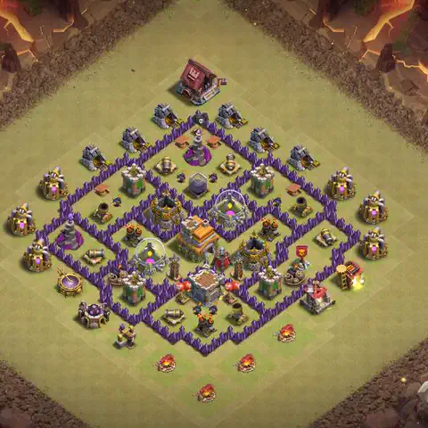 TH7 war Anti 3-Star base layout with copy link for Clash of Clans, layout #131