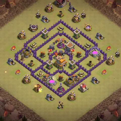 TH7 war Anti 3-Star base layout with copy link for Clash of Clans, layout #134