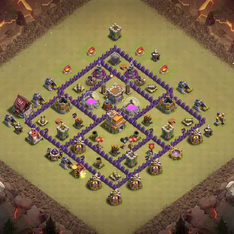 TH7 war Anti 3-Star base layout with copy link for Clash of Clans, layout #140