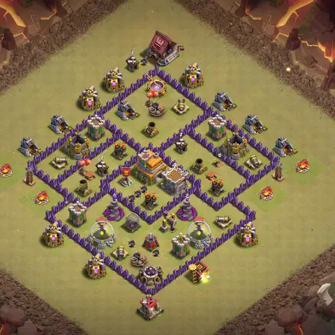 TH7 war Anti 3-Star base layout with copy link for Clash of Clans, layout #143