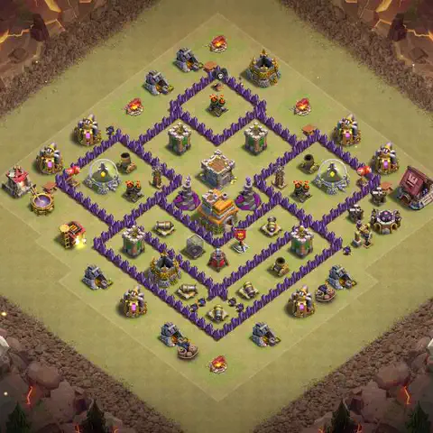 TH7 war Anti 3-Star base layout with copy link for Clash of Clans, layout #146
