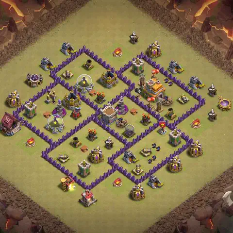 TH7 war Anti 3-Star base layout with copy link for Clash of Clans, layout #149
