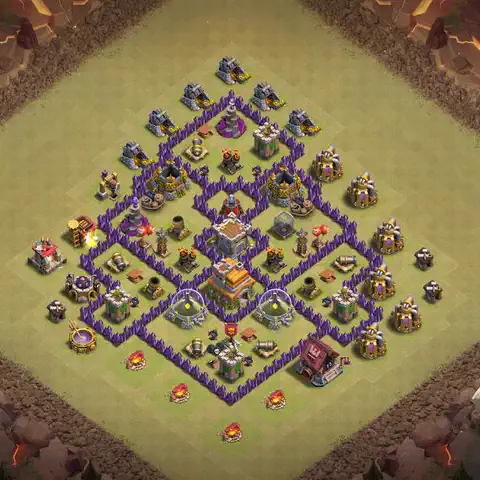 TH7 war Anti 3-Star base layout with copy link for Clash of Clans, layout #152