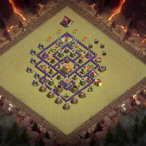 TH7 war Anti 3-Star base layout with copy link for Clash of Clans, layout #155