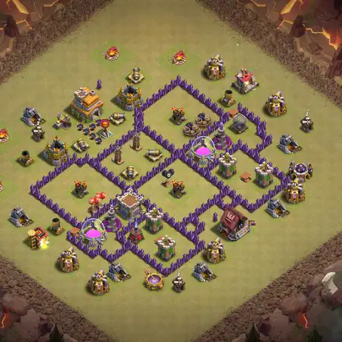 TH7 war Anti 3-Star base layout with copy link for Clash of Clans, layout #164