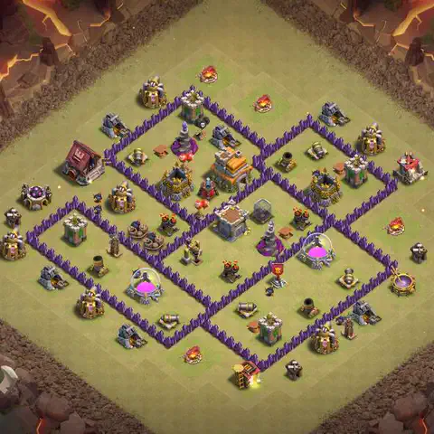 TH7 war Anti 3-Star base layout with copy link for Clash of Clans, layout #170