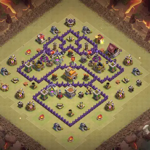 TH7 war Anti 3-Star base layout with copy link for Clash of Clans, layout #176