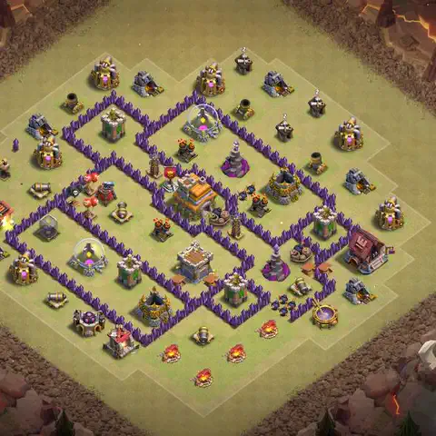 TH7 war Anti 3-Star base layout with copy link for Clash of Clans, layout #179