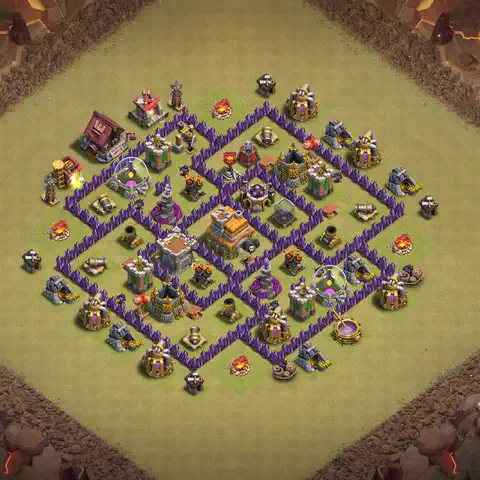 TH7 war Anti 3-Star base layout with copy link for Clash of Clans, layout #185