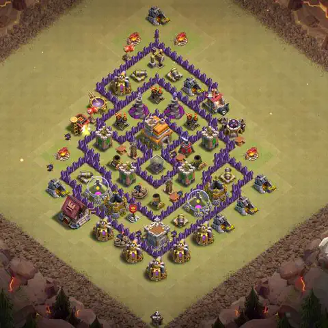 TH7 war Anti 3-Star base layout with copy link for Clash of Clans, layout #188
