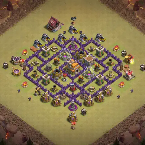 TH7 war Anti 3-Star base layout with copy link for Clash of Clans, layout #191