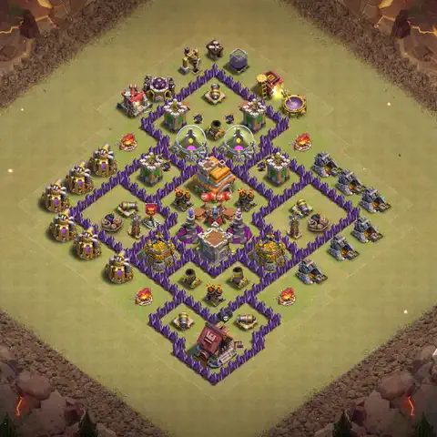 TH7 war Anti 3-Star base layout with copy link for Clash of Clans, layout #194