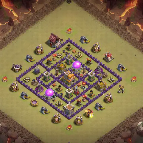 TH7 war Anti 3-Star base layout with copy link for Clash of Clans, layout #203