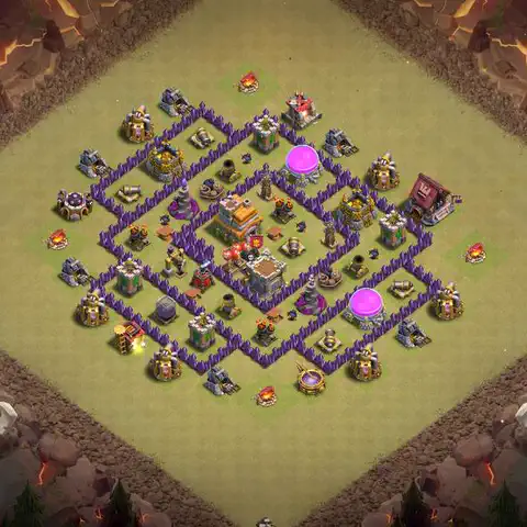 TH7 war Anti 3-Star base layout with copy link for Clash of Clans, layout #206