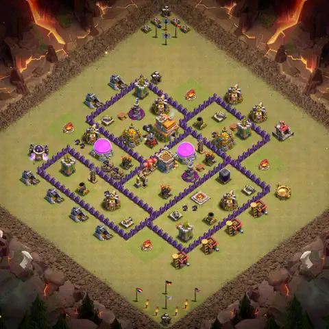 TH7 war CWL base layout with copy link for Clash of Clans, layout #001