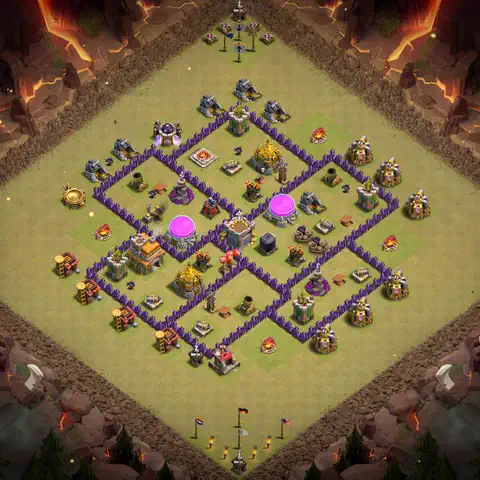 TH7 war CWL base layout with copy link for Clash of Clans, layout #007