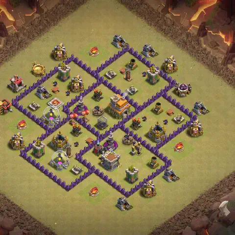 TH7 war CWL base layout with copy link for Clash of Clans, layout #013