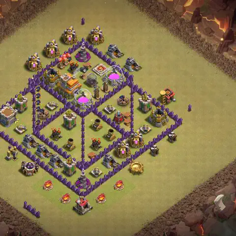 TH7 war CWL base layout with copy link for Clash of Clans, layout #019