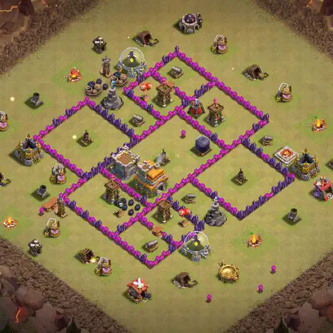 TH7 war CWL base layout with copy link for Clash of Clans, layout #034