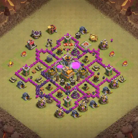 TH7 war CWL base layout with copy link for Clash of Clans, layout #037